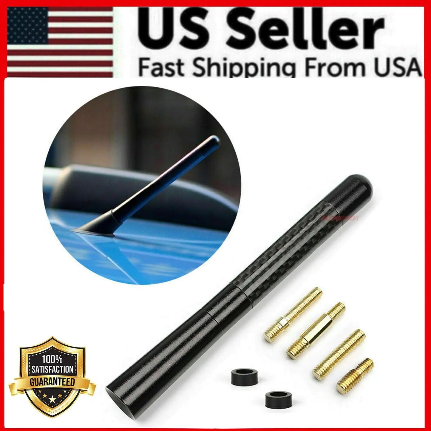 Universal Car Auto Roof Fender Radio FM AM Signal Antenna Aerial Extend Carbon